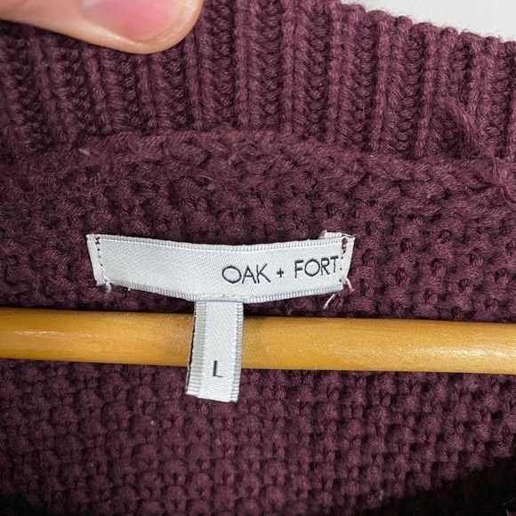 Oak + Fort Chucky Knit Women's Burgundy Long Sleeve‎ Heavy Sweater Size Large - Picture 2 of 7